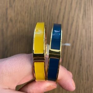 Talbots set of 2 open enamel cuffs bracelets yellow navy NEW WITH TAGS gold